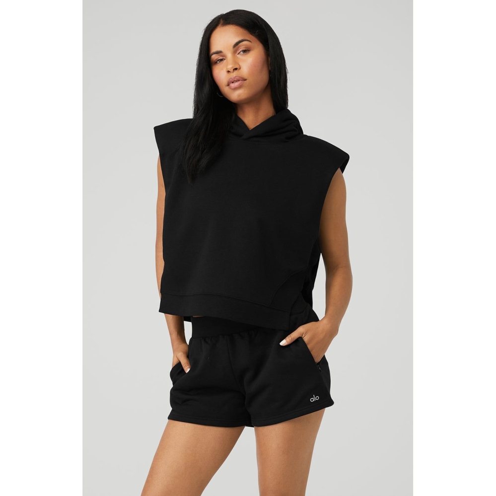 Pullover Alo Yoga Cropped Headliner Shoulder Pad Sin Manga Coverup Mujer Negros | MX-96RMTK