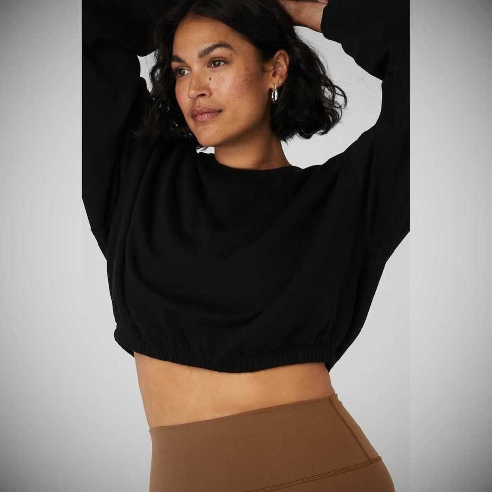 Pullover Alo Yoga Devotion Crew Neck Mujer Negros | MX-65HLDM