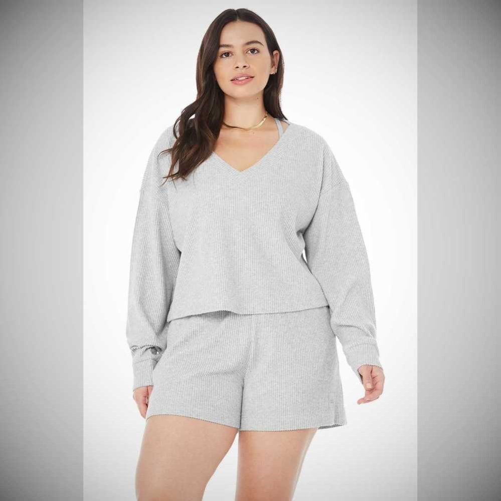 Pullover Alo Yoga Muse V-Neck Mujer Grises | MX-42ROWF