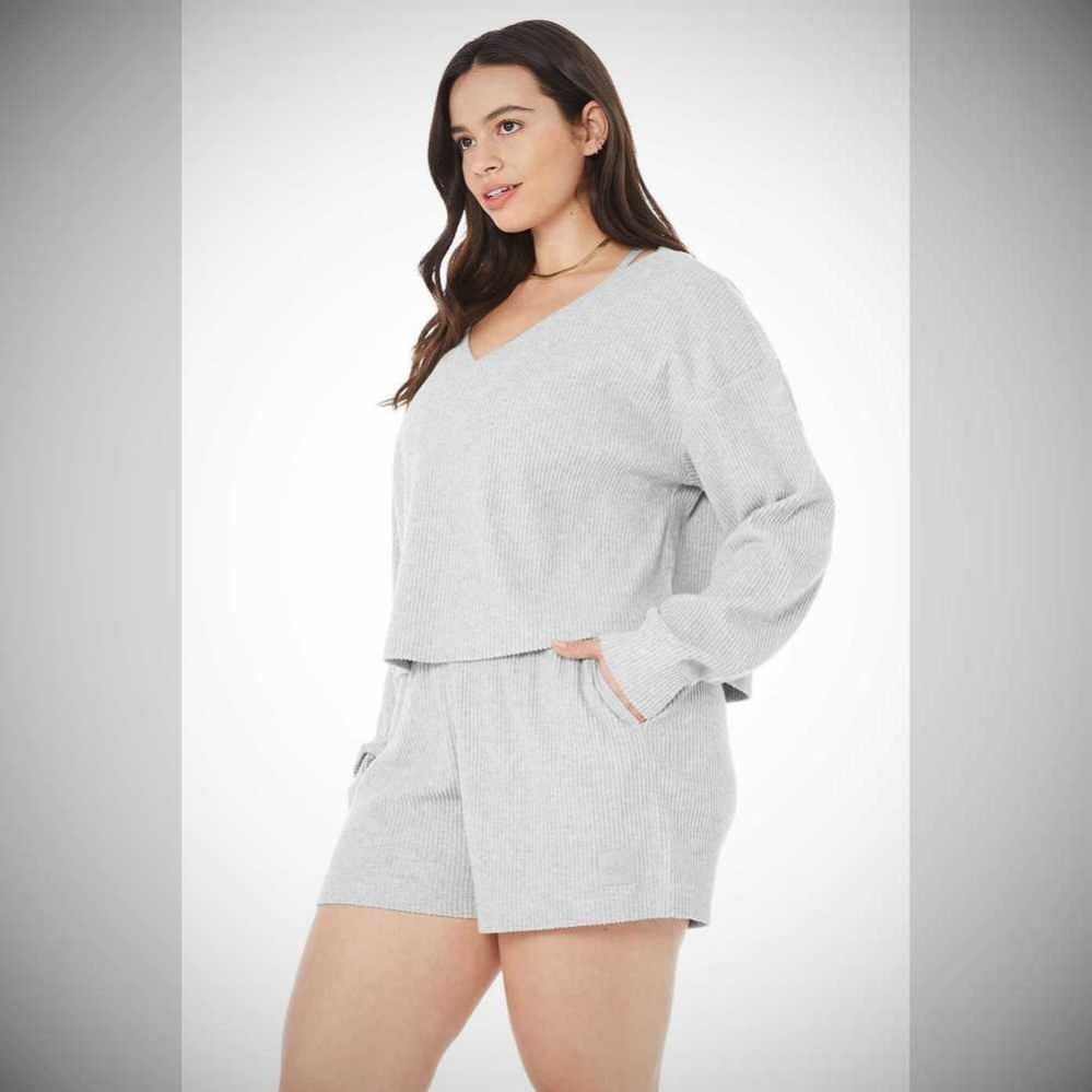 Pullover Alo Yoga Muse V-Neck Mujer Grises | MX-42ROWF