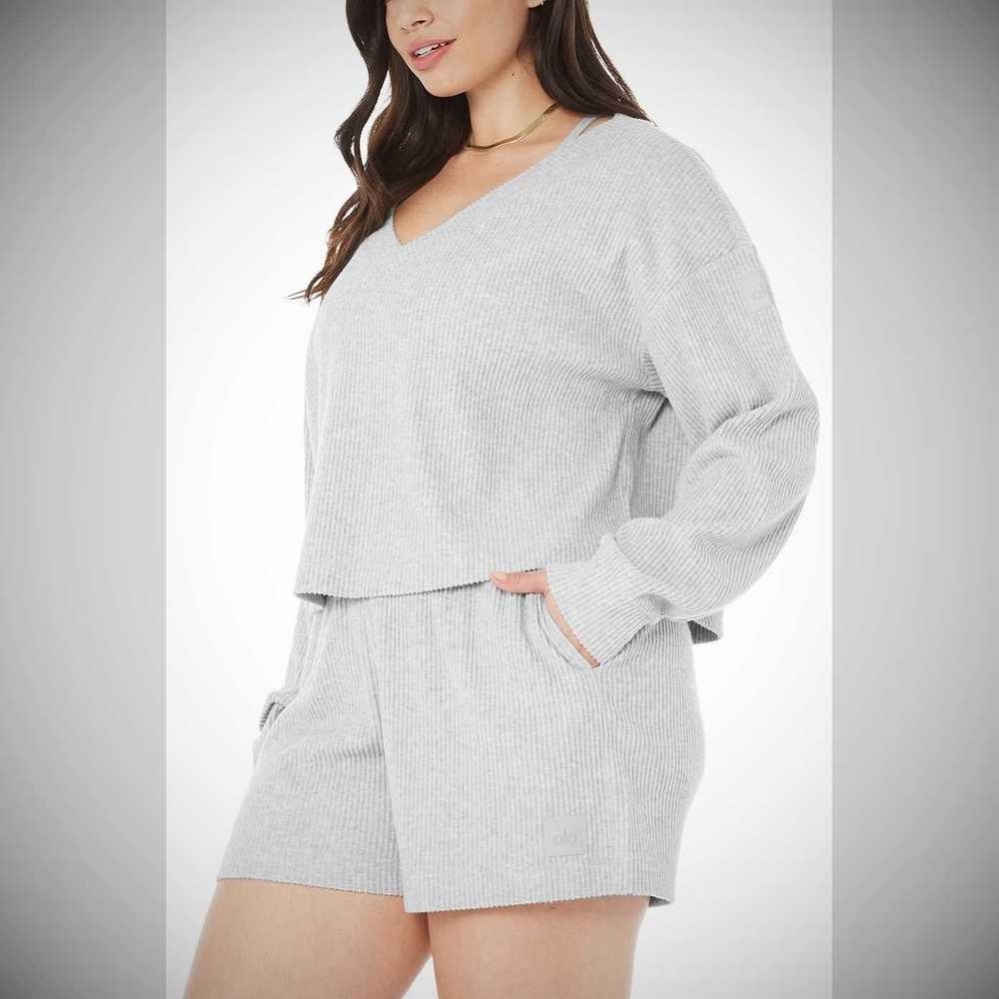 Pullover Alo Yoga Muse V-Neck Mujer Grises | MX-42ROWF