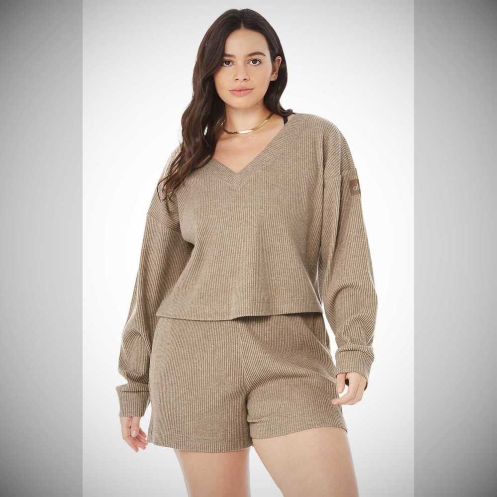 Pullover Alo Yoga Muse V-Neck Mujer Marrom | MX-17ZOSR