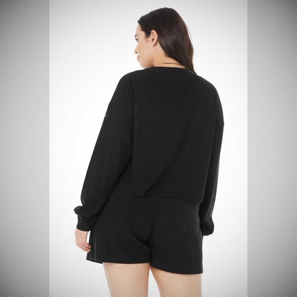 Pullover Alo Yoga Muse V-Neck Mujer Negros | MX-78ALGK