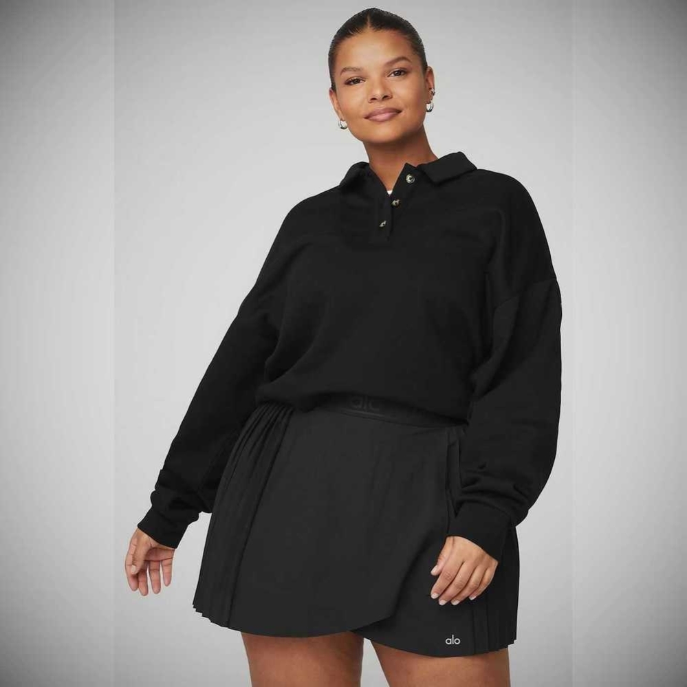 Pullover Alo Yoga Polo Henley Mujer Negros | MX-52AKSM