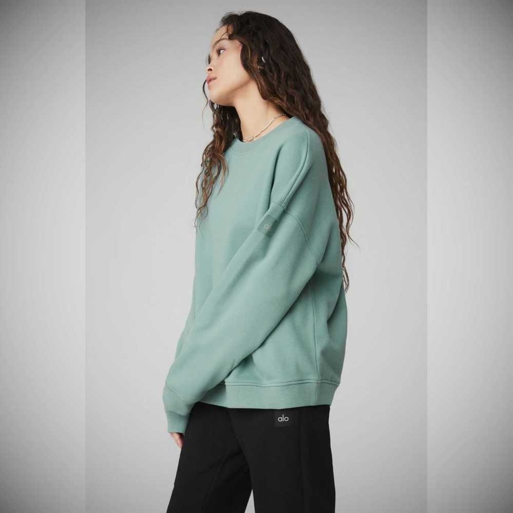 Pullover Alo Yoga Renown Heavy Weight Crew Neck Mujer Azules | MX-07QETA