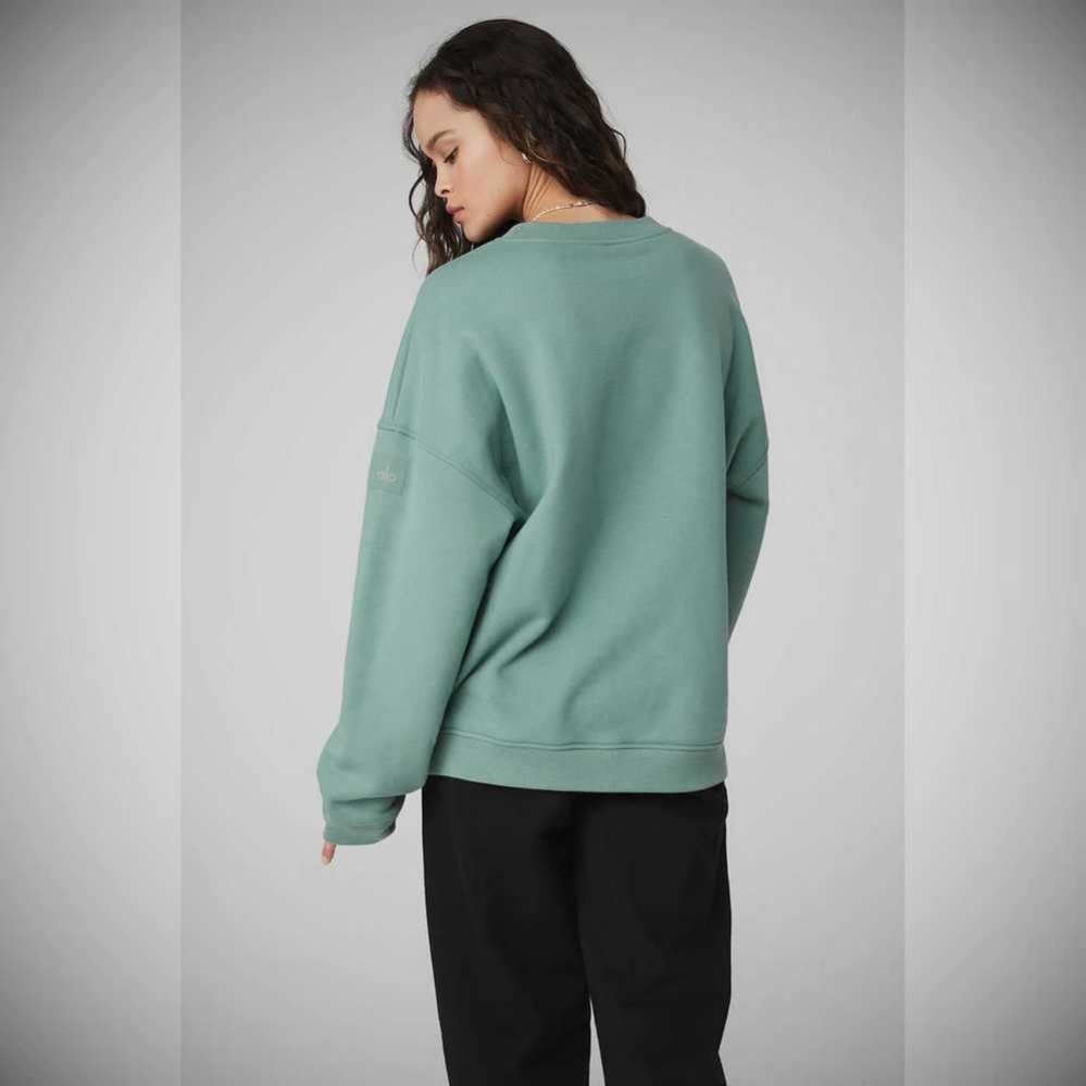 Pullover Alo Yoga Renown Heavy Weight Crew Neck Mujer Azules | MX-07QETA