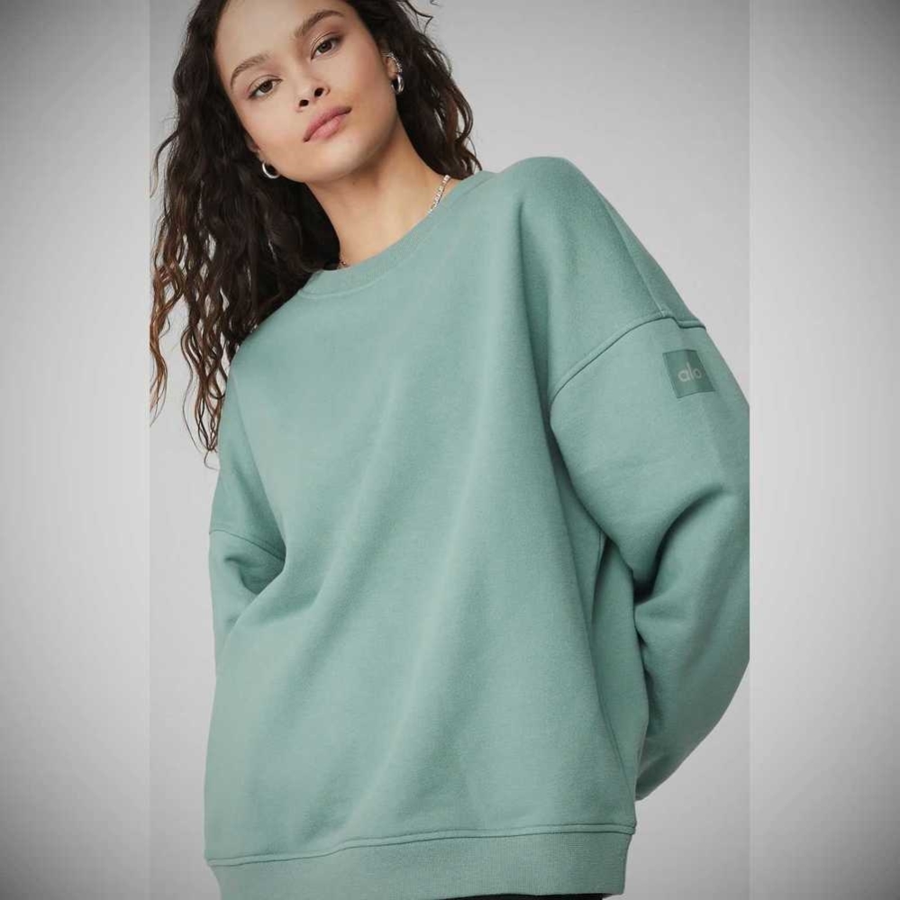 Pullover Alo Yoga Renown Heavy Weight Crew Neck Mujer Azules | MX-07QETA