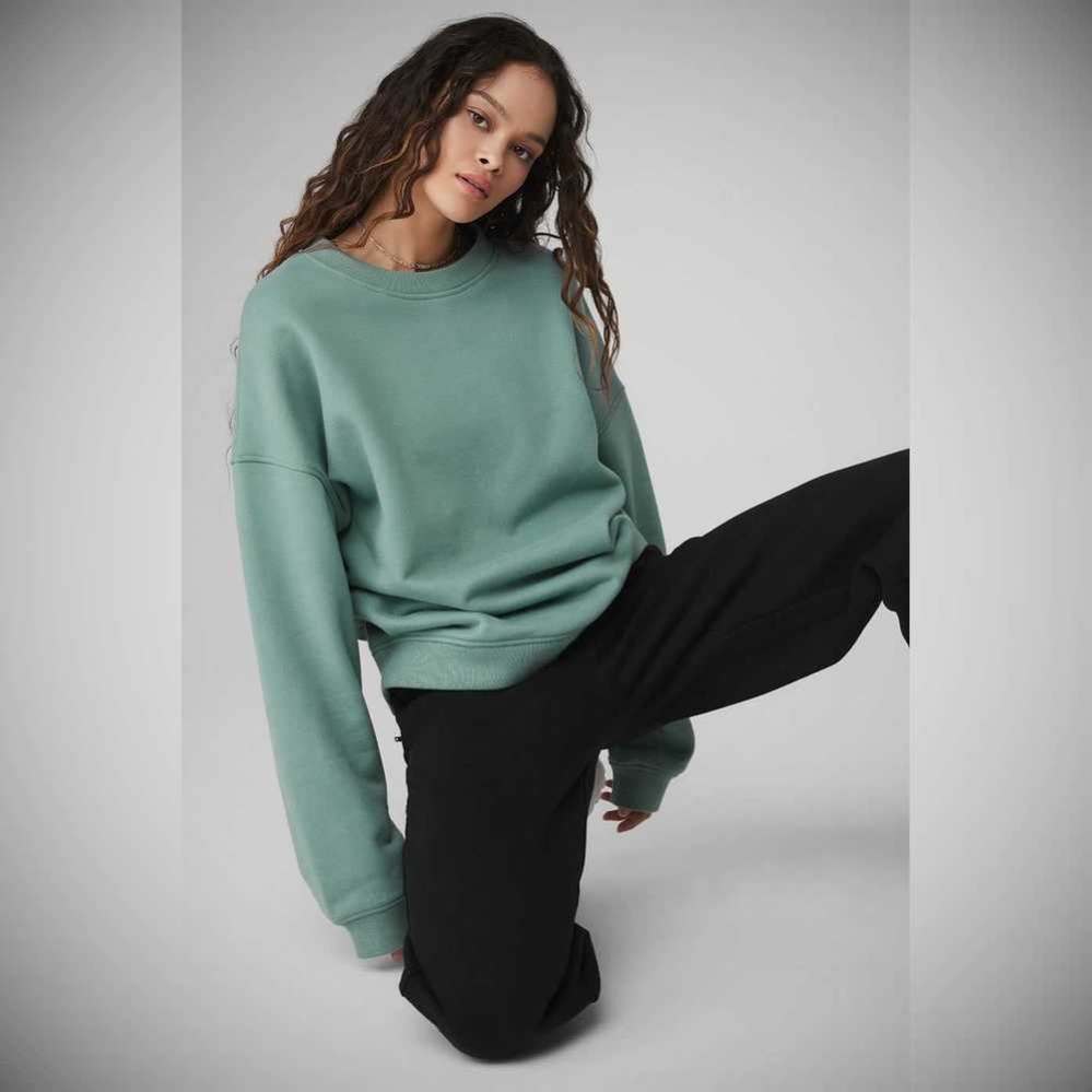 Pullover Alo Yoga Renown Heavy Weight Crew Neck Mujer Azules | MX-07QETA