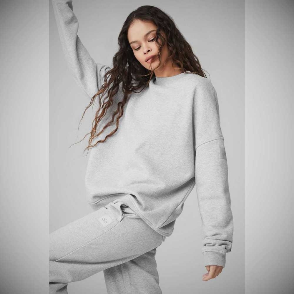 Pullover Alo Yoga Renown Heavy Weight Crew Neck Mujer Grises | MX-35LXOV