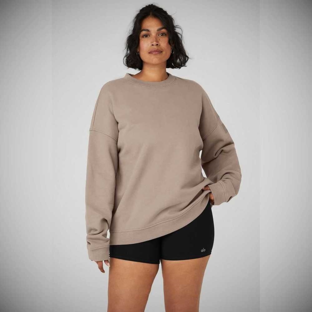 Pullover Alo Yoga Renown Heavy Weight Crew Neck Mujer Grises Marrom | MX-48AYLX