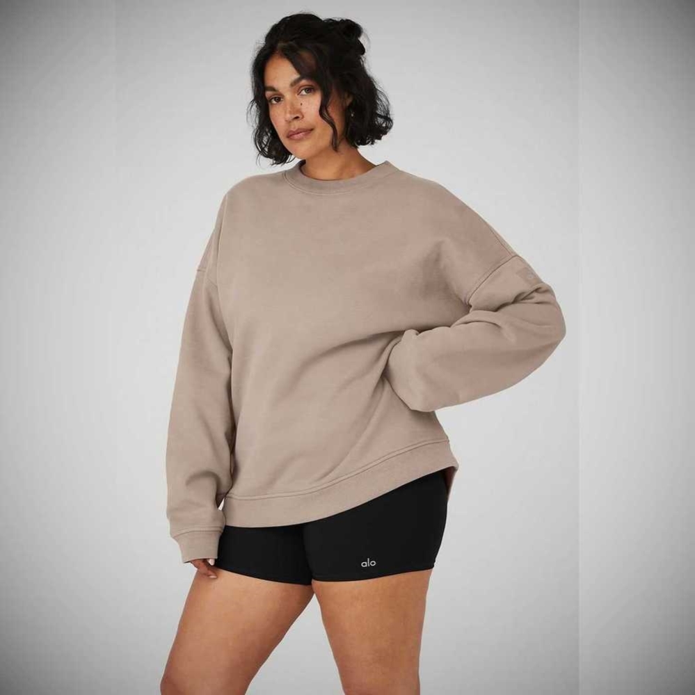 Pullover Alo Yoga Renown Heavy Weight Crew Neck Mujer Grises Marrom | MX-48AYLX