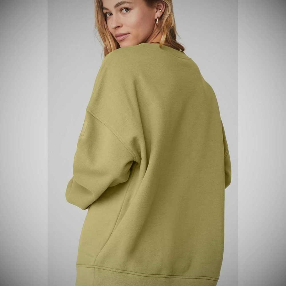 Pullover Alo Yoga Renown Heavy Weight Crew Neck Mujer Wasabi | MX-49CPJG