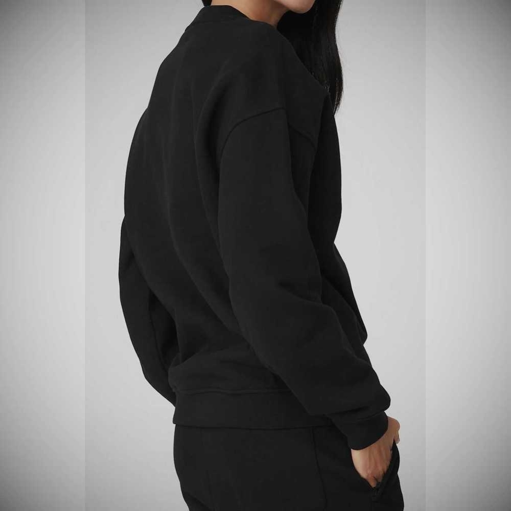 Pullover Alo Yoga Renown Heavy Weight Crew Neck Mujer Negros | MX-81EMVH