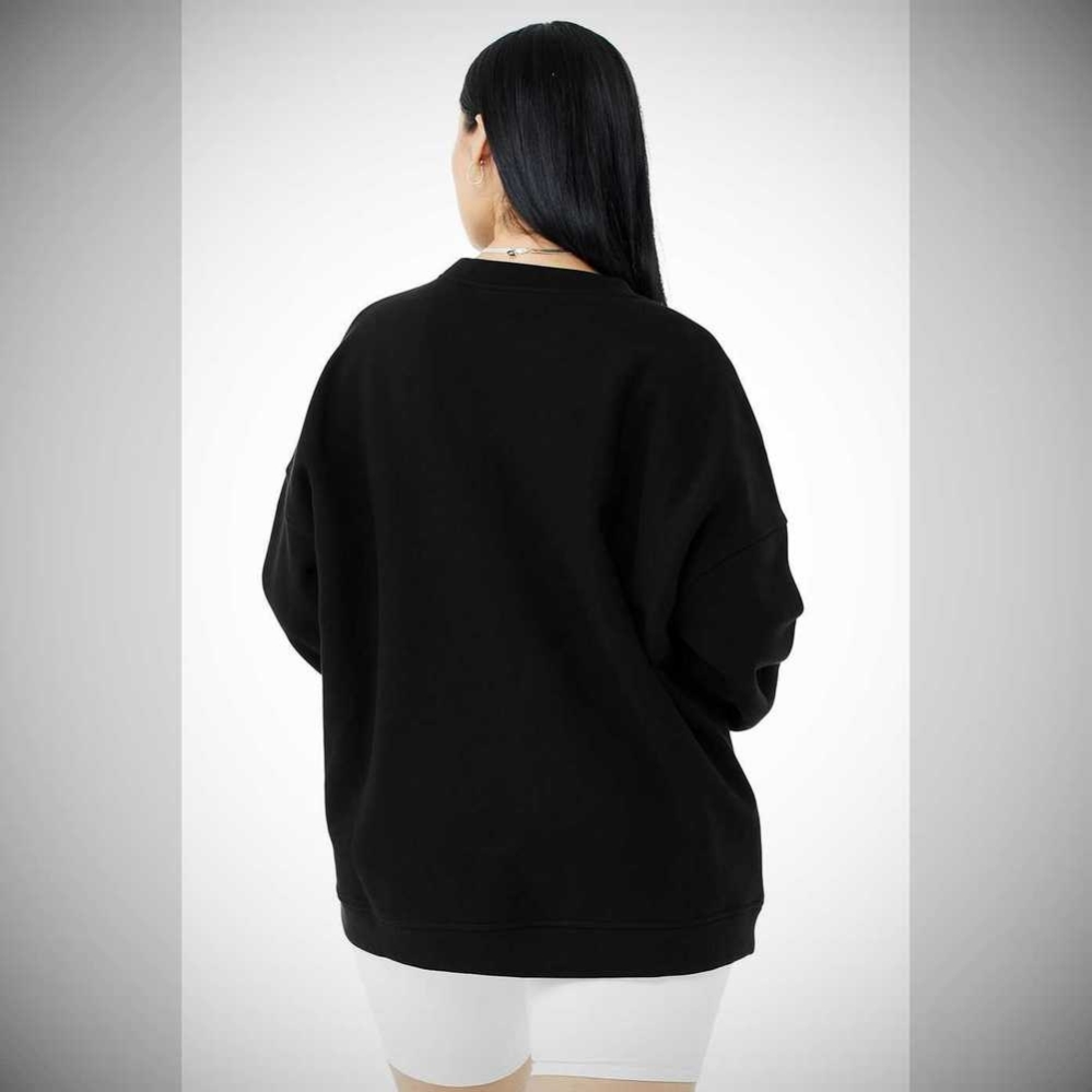 Pullover Alo Yoga Renown Heavy Weight Emblem Crew Neck Mujer Negros | MX-31RTIN