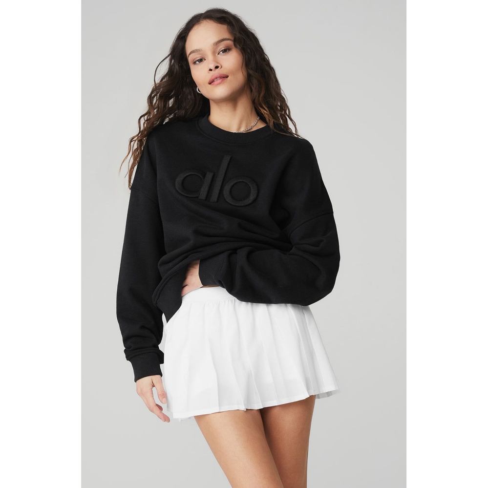 Pullover Alo Yoga Renown Heavy Weight Emblem Crew Neck Mujer Negros | MX-31RTIN