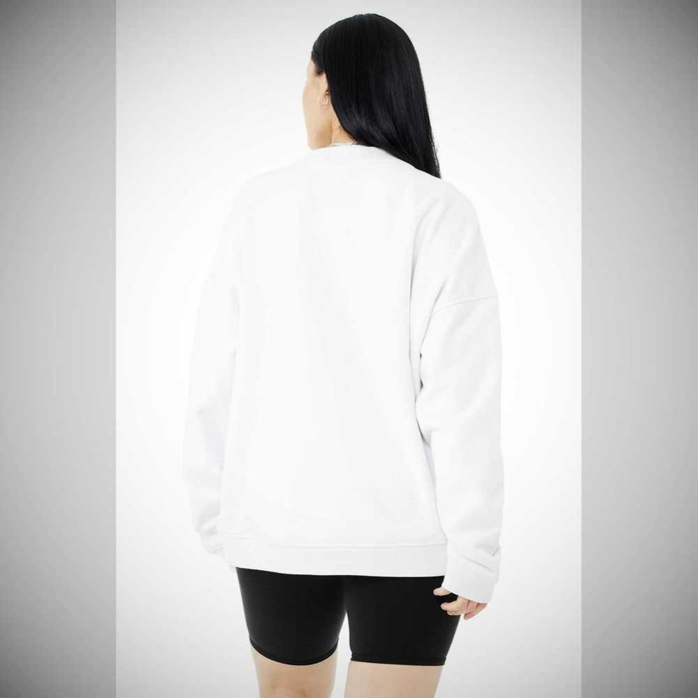 Pullover Alo Yoga Renown Heavy Weight Emblem Crew Neck Mujer Blancos | MX-65BWAV