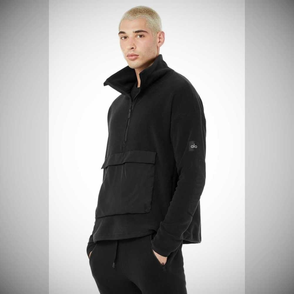 Ropa De Abrigo Alo Yoga 1/2 Zip Mammoth Polar Hombre Negros | MX-73RVCW