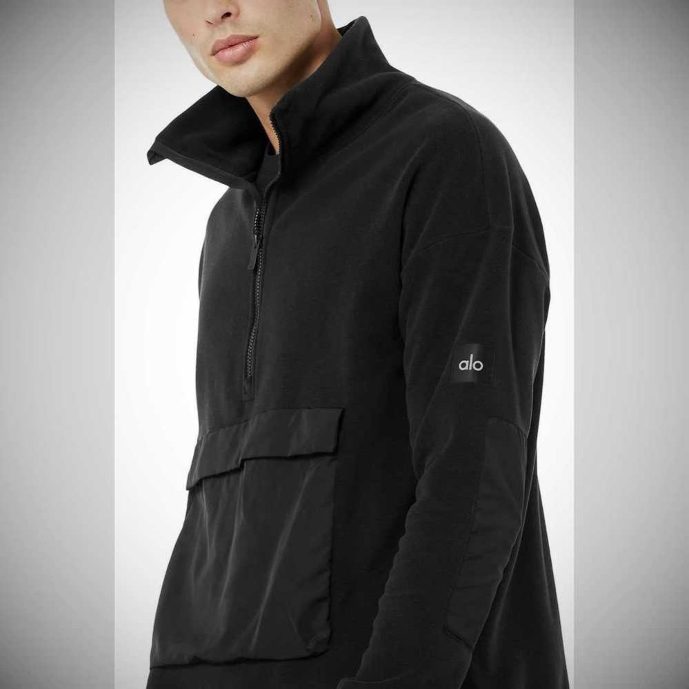 Ropa De Abrigo Alo Yoga 1/2 Zip Mammoth Polar Hombre Negros | MX-73RVCW