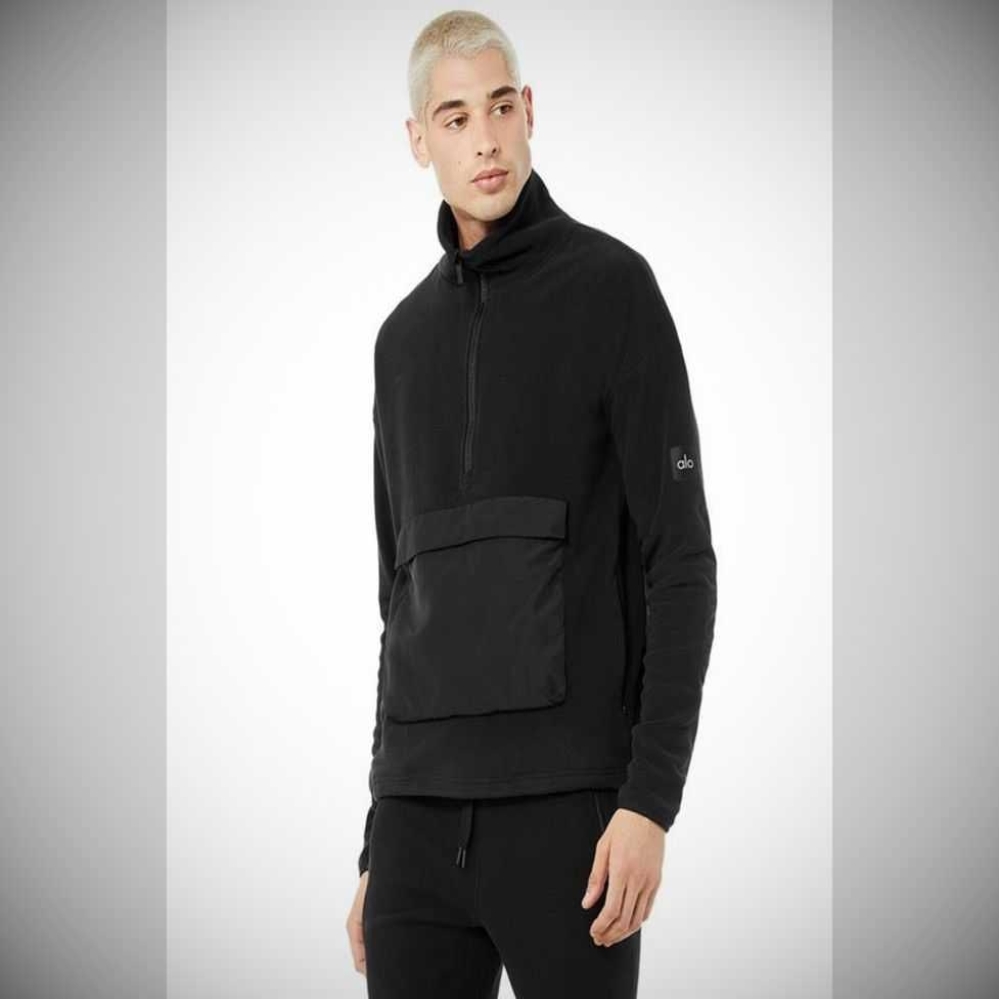 Ropa De Abrigo Alo Yoga 1/2 Zip Mammoth Polar Hombre Negros | MX-73RVCW