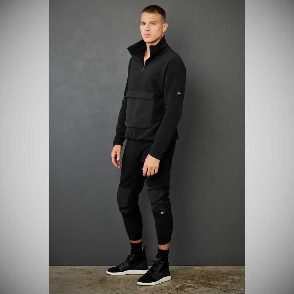 Ropa De Abrigo Alo Yoga 1/2 Zip Mammoth Polar Hombre Negros | MX-73RVCW