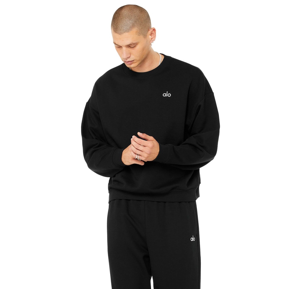 Ropa De Abrigo Alo Yoga Accolade Crew Neck Hombre Negros | MX-37DLJY