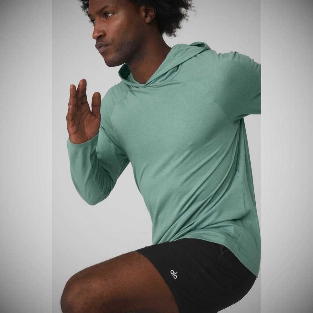 Ropa De Abrigo Alo Yoga Core Encapuchado Runner Hombre Azules | MX-47KOZB