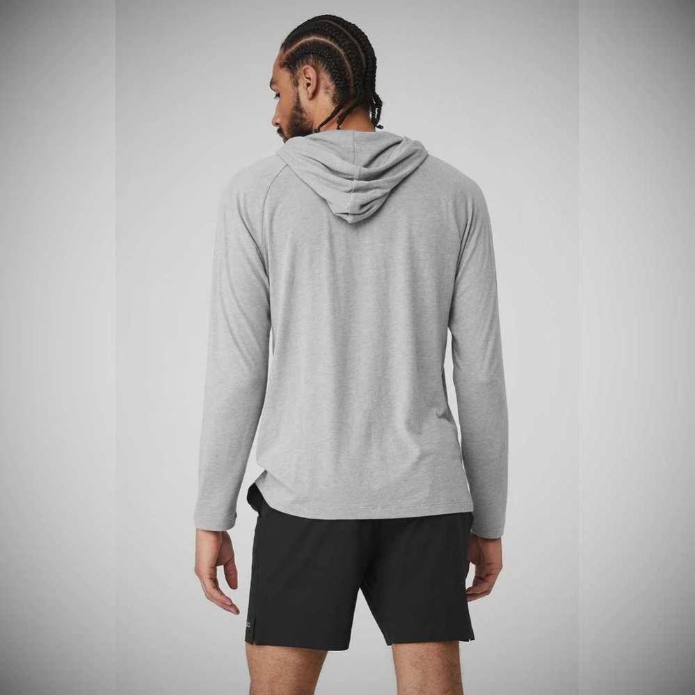 Ropa De Abrigo Alo Yoga Core Encapuchado Runner Hombre Grises | MX-58SZJB