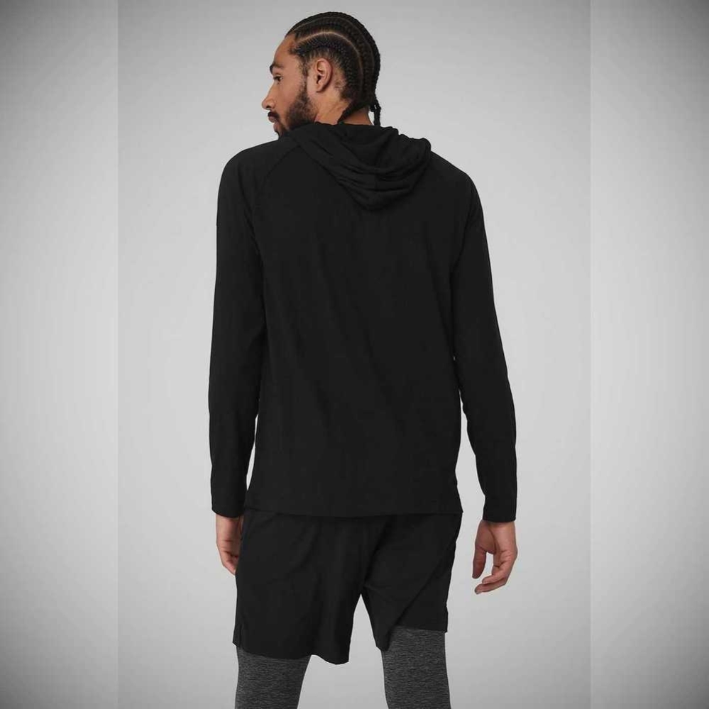 Ropa De Abrigo Alo Yoga Core Encapuchado Runner Hombre Negros | MX-95LBXP