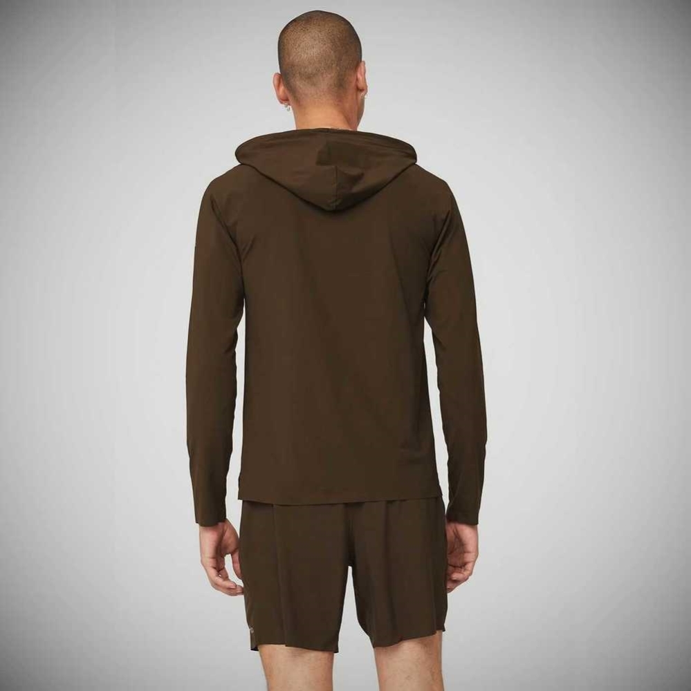 Ropa De Abrigo Alo Yoga Idol Encapuchado Runner Hombre Cafes | MX-15RUIO