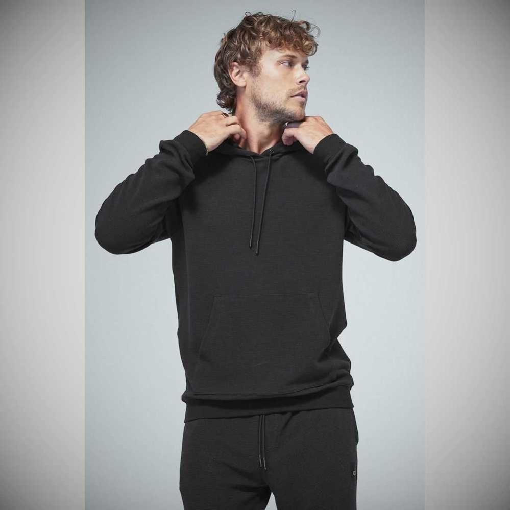 Ropa De Abrigo Alo Yoga Micro Waffle Fast Break Hombre Negros | MX-14XBQY