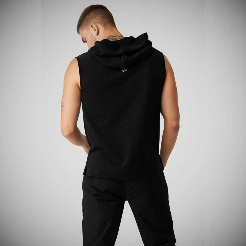 Ropa De Abrigo Alo Yoga Qualifier Sin Manga Hombre Negros | MX-63KGRE