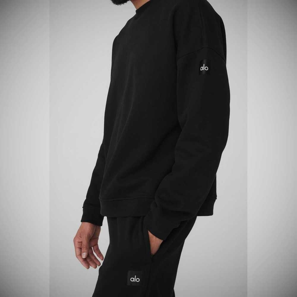 Ropa De Abrigo Alo Yoga Renown Heavy Weight Crew Neck Hombre Negros | MX-20TUOK