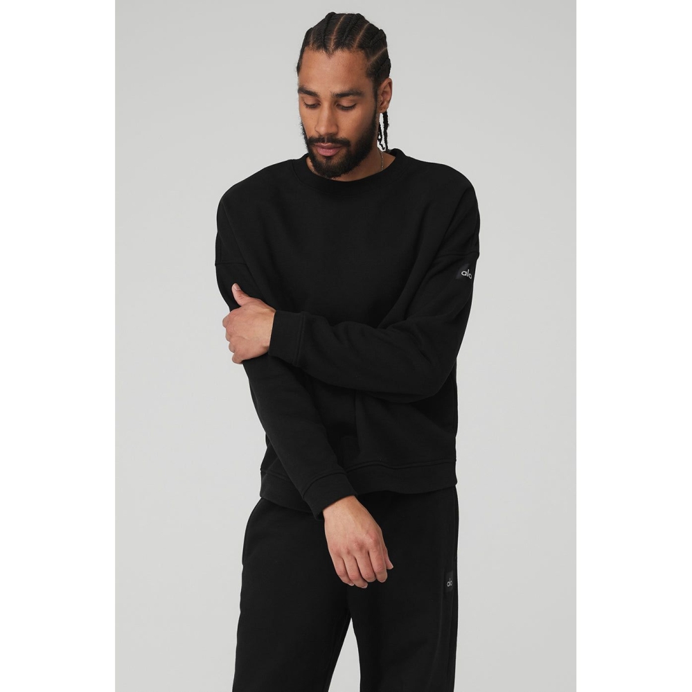 Ropa De Abrigo Alo Yoga Renown Heavy Weight Crew Neck Hombre Negros | MX-20TUOK