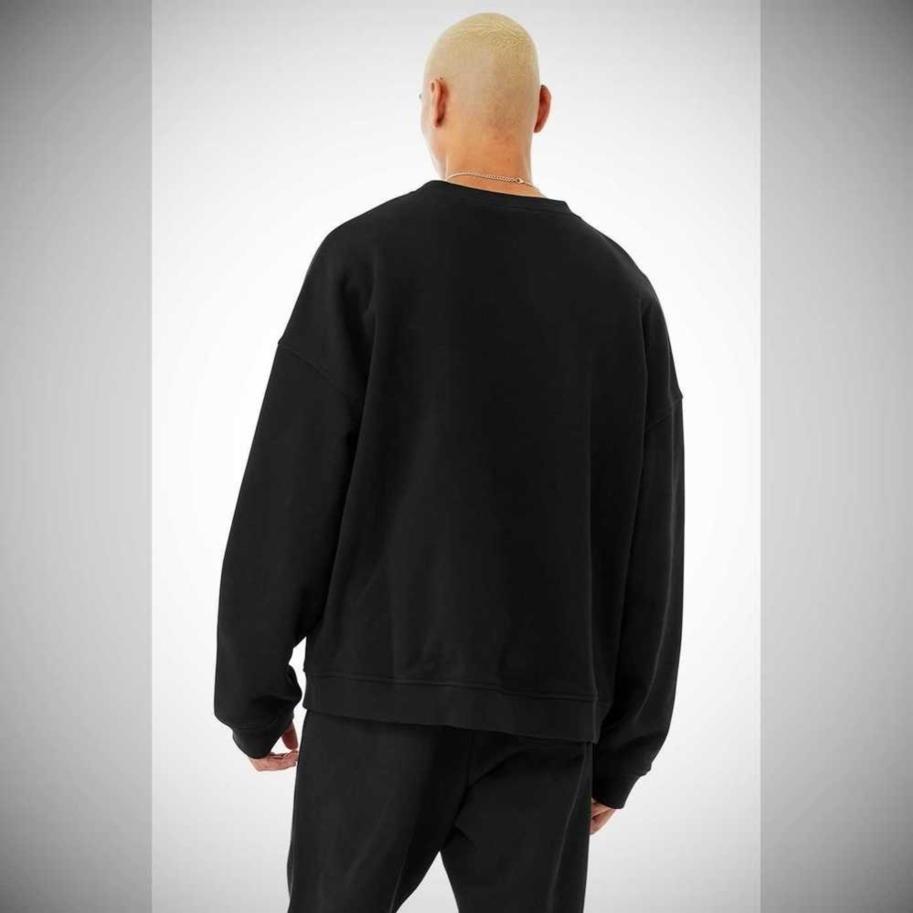 Ropa De Abrigo Alo Yoga Renown Heavy Weight Emblem Crew Neck Hombre Negros | MX-48VZNE