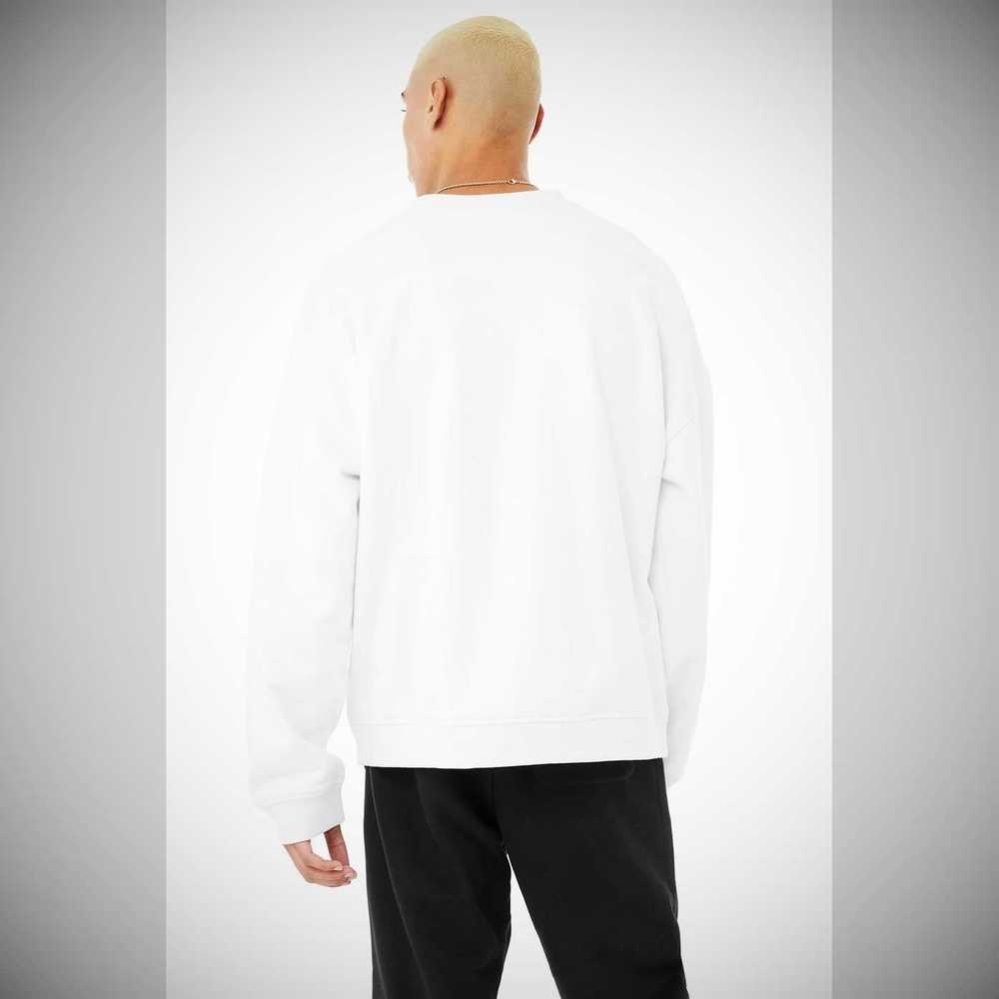 Ropa De Abrigo Alo Yoga Renown Heavy Weight Emblem Crew Neck Hombre Blancos | MX-49ATBG