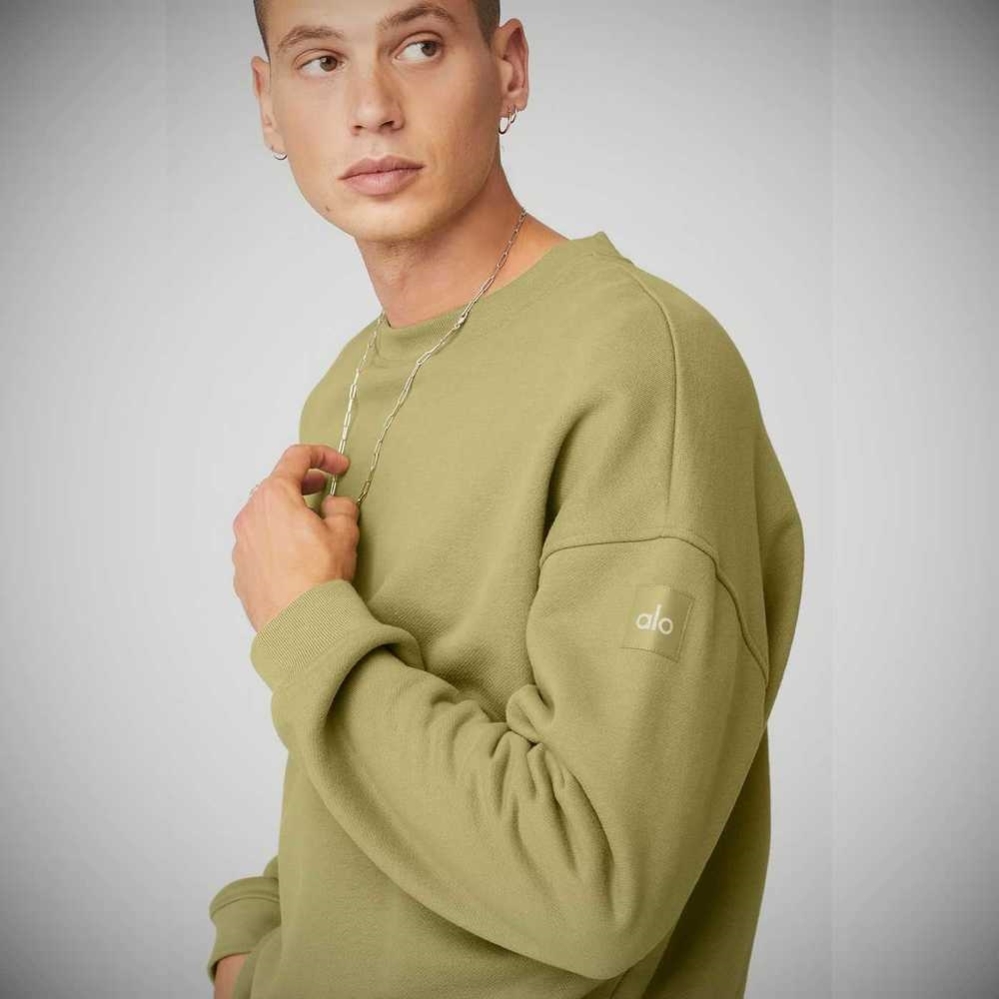 Ropa De Abrigo Alo Yoga Renown Heavy Weight Crew Neck Hombre Wasabi | MX-81MVTA