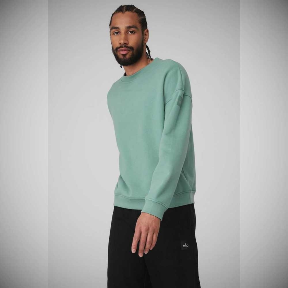 Ropa De Abrigo Alo Yoga Renown Heavy Weight Crew Neck Hombre Azules | MX-84XWOQ