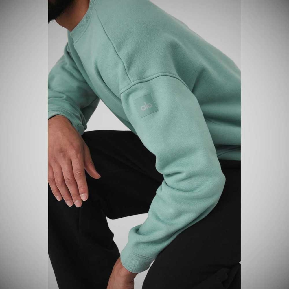 Ropa De Abrigo Alo Yoga Renown Heavy Weight Crew Neck Hombre Azules | MX-84XWOQ