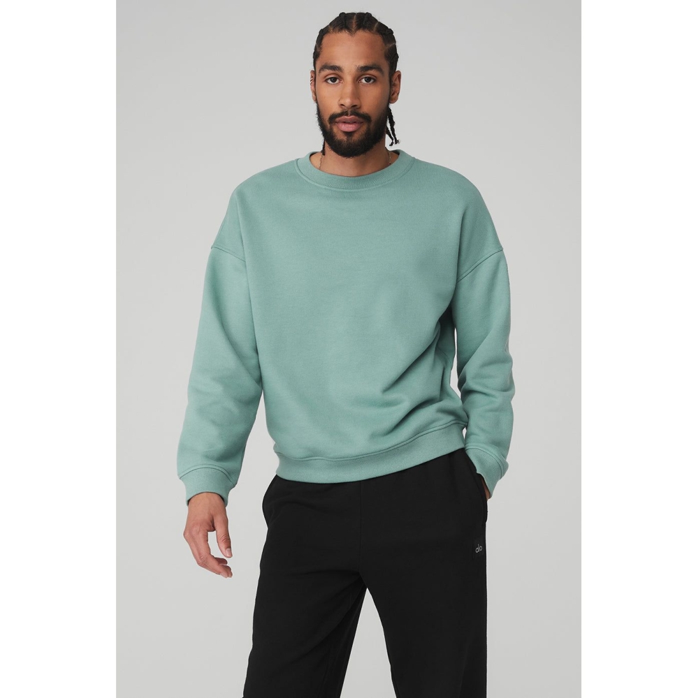 Ropa De Abrigo Alo Yoga Renown Heavy Weight Crew Neck Hombre Azules | MX-84XWOQ