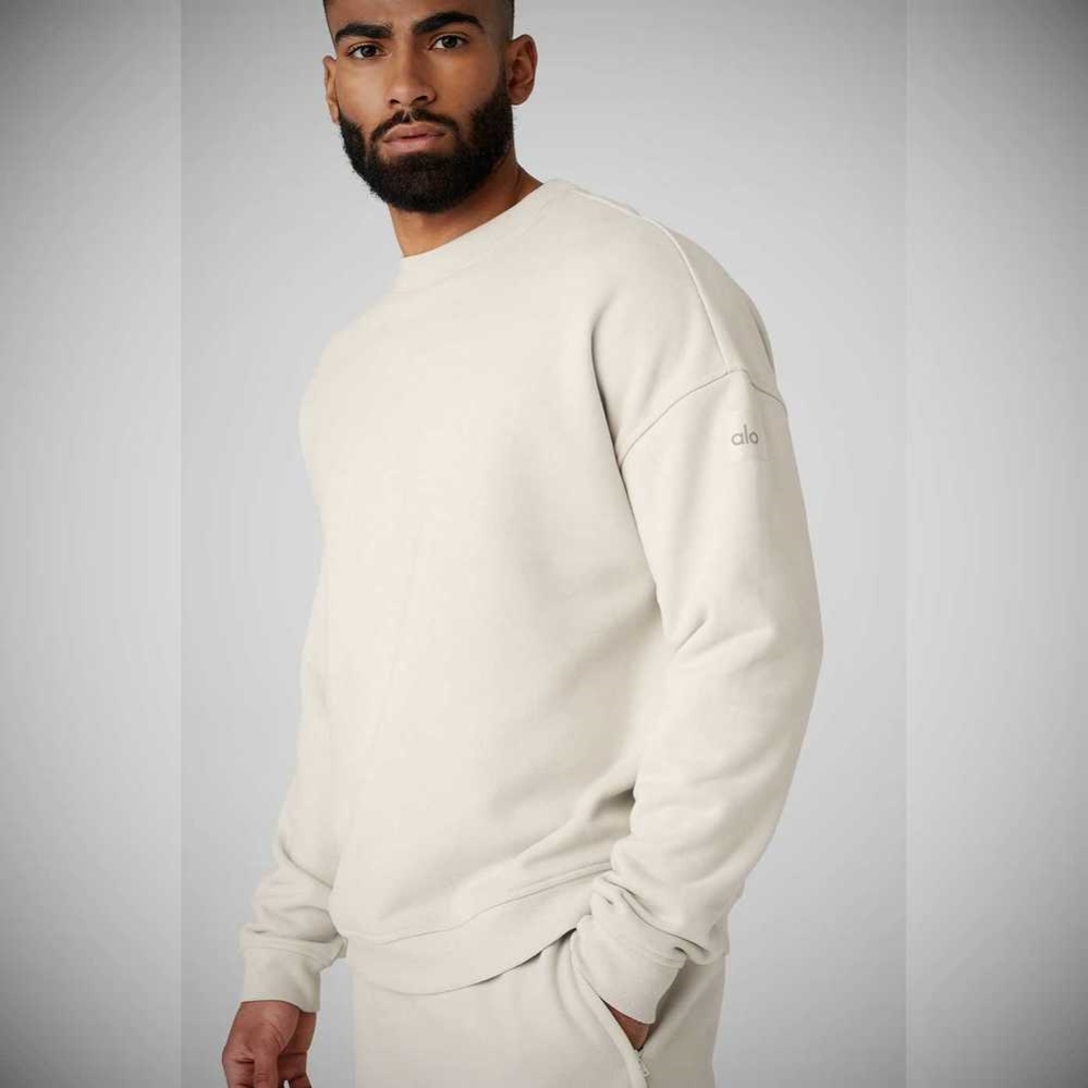 Ropa De Abrigo Alo Yoga Renown Heavy Weight Crew Neck Hombre Beige | MX-87PONZ