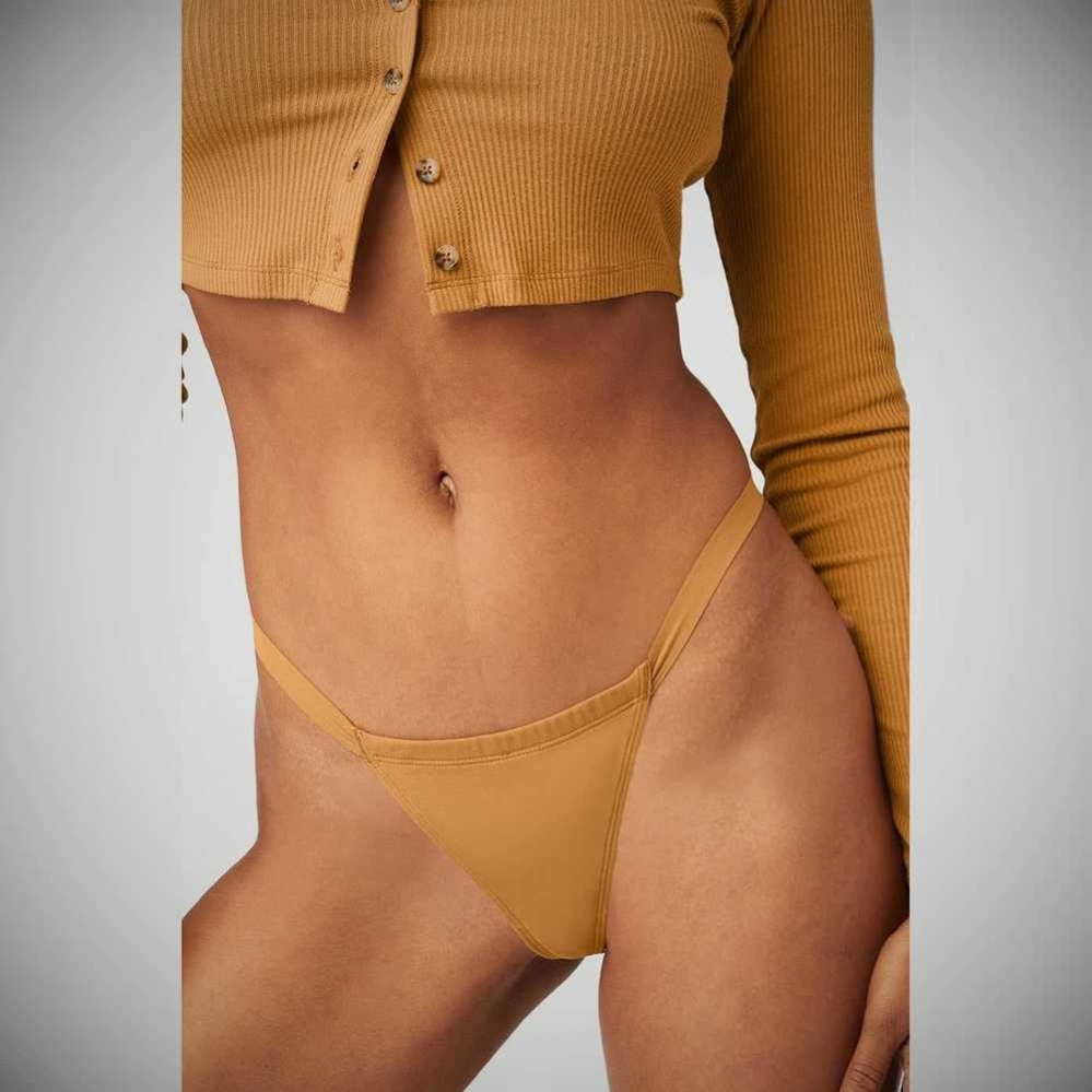 Ropa Interior Alo Yoga Airbrush Invisible String Tanga Mujer Toffee | MX-08VGYX