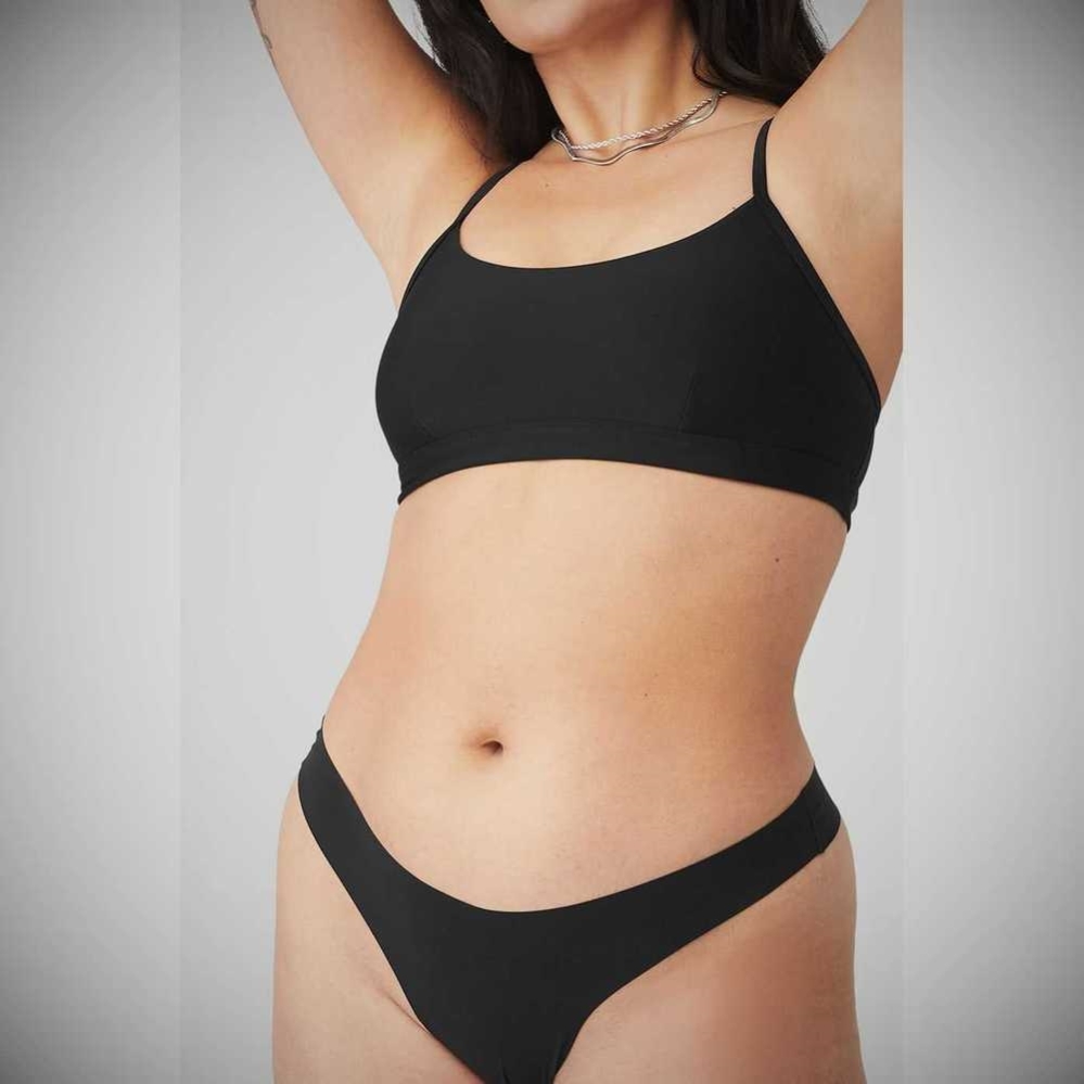 Ropa Interior Alo Yoga Airbrush Invisible Tanga Mujer Negros | MX-35XAQF