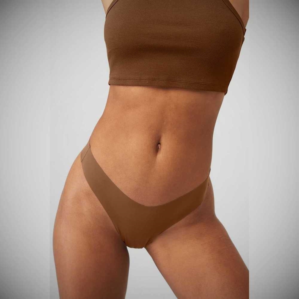 Ropa Interior Alo Yoga Airbrush Invisible Tanga Mujer Marrom | MX-63WTQK