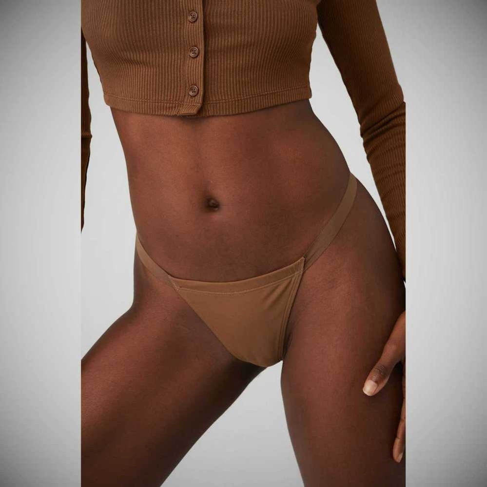 Ropa Interior Alo Yoga Airbrush Invisible String Tanga Mujer Marrom | MX-79GQML