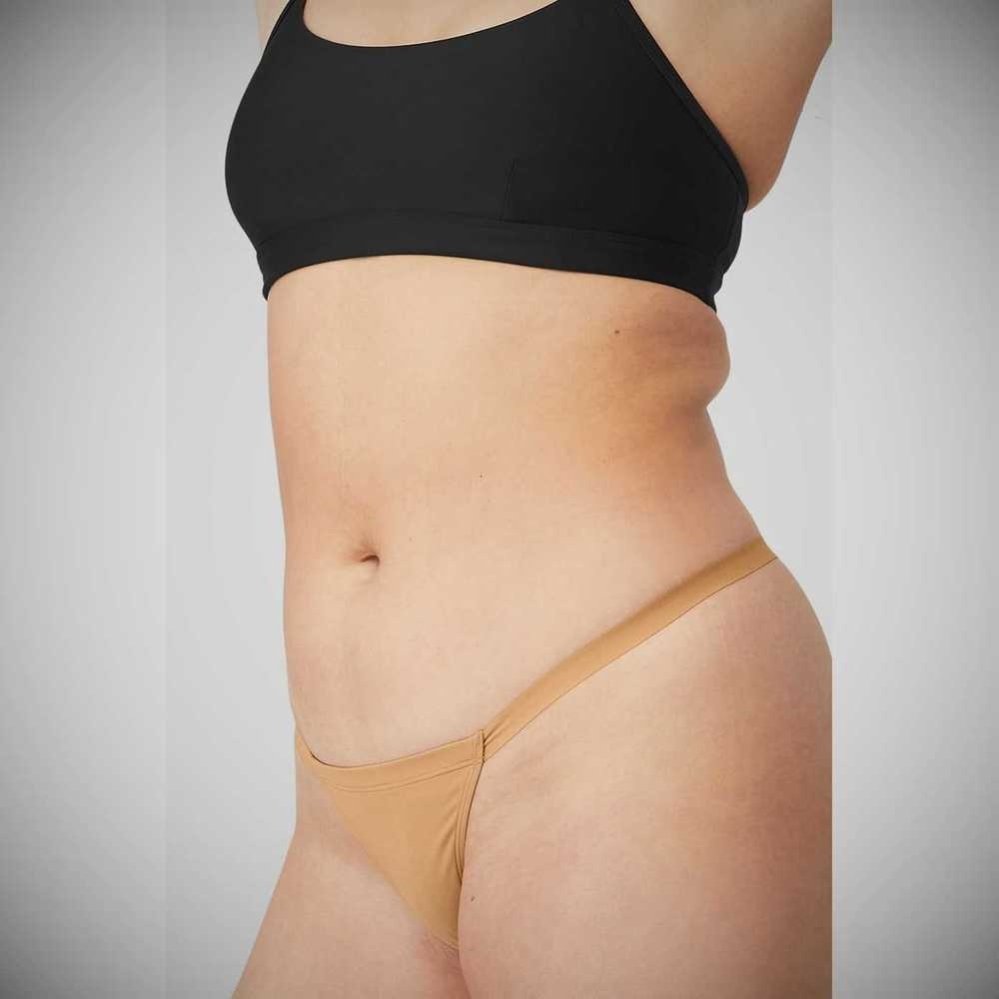 Ropa Interior Alo Yoga Airbrush Invisible String Tanga Mujer Sand | MX-90ZBWA