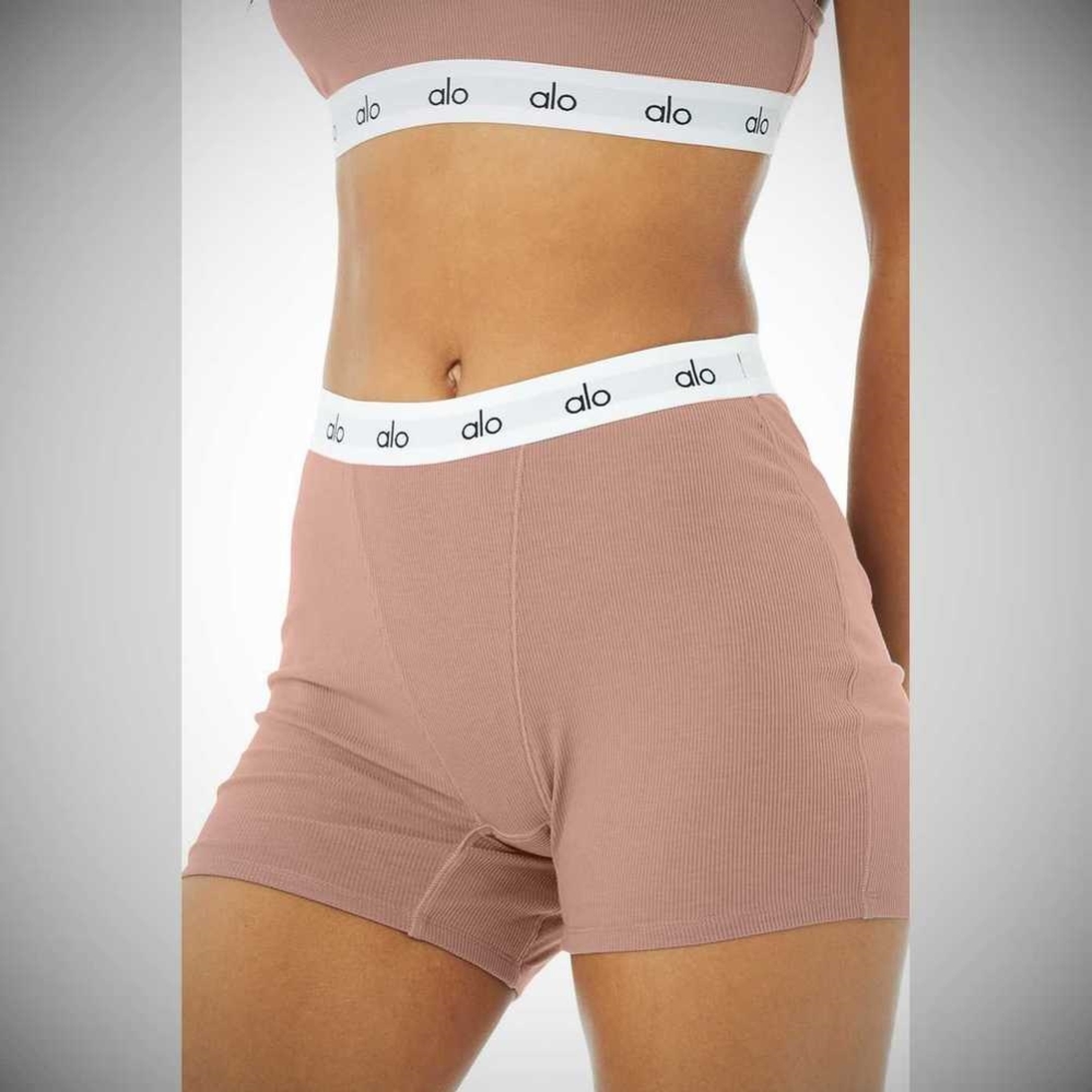 Ropa Interior Alo Yoga Icon Acanalado Boy Mujer Smoky Quartz | MX-18PJEI