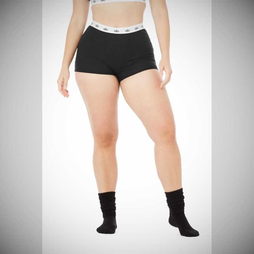 Ropa Interior Alo Yoga Icon Acanalado Boy Mujer Negros | MX-43RJHO