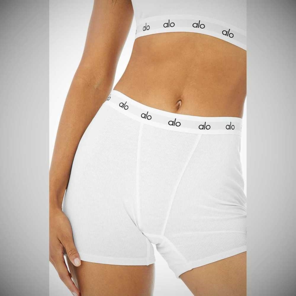 Ropa Interior Alo Yoga Icon Acanalado Boy Mujer Blancos | MX-75GSFN