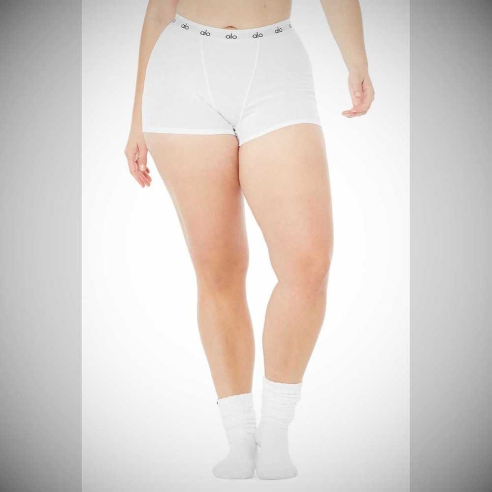 Ropa Interior Alo Yoga Icon Acanalado Boy Mujer Blancos | MX-75GSFN