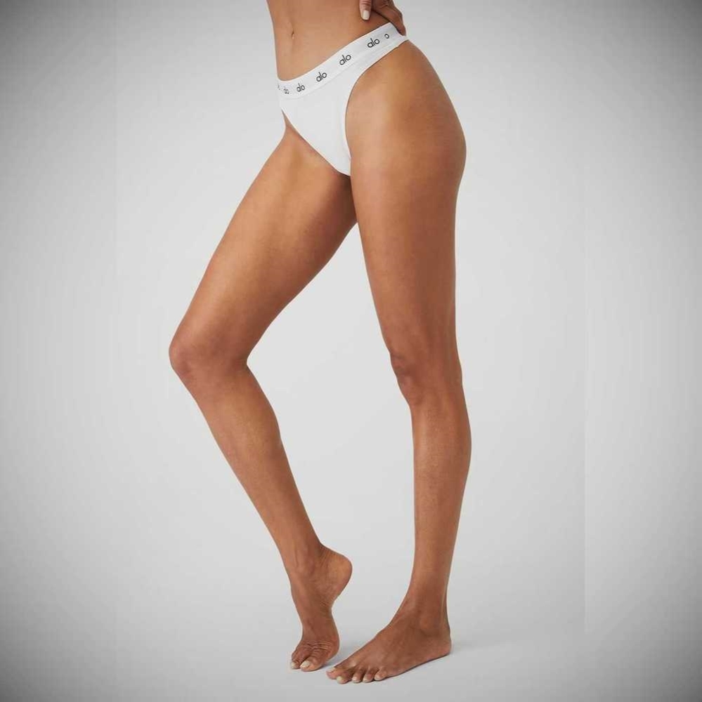 Ropa Interior Alo Yoga Icon High-Cut Tanga Mujer Blancos | MX-15ZNYG